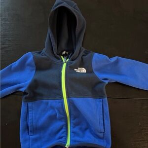 The north face Kids Blue and Navy Hoodie fleece jacket